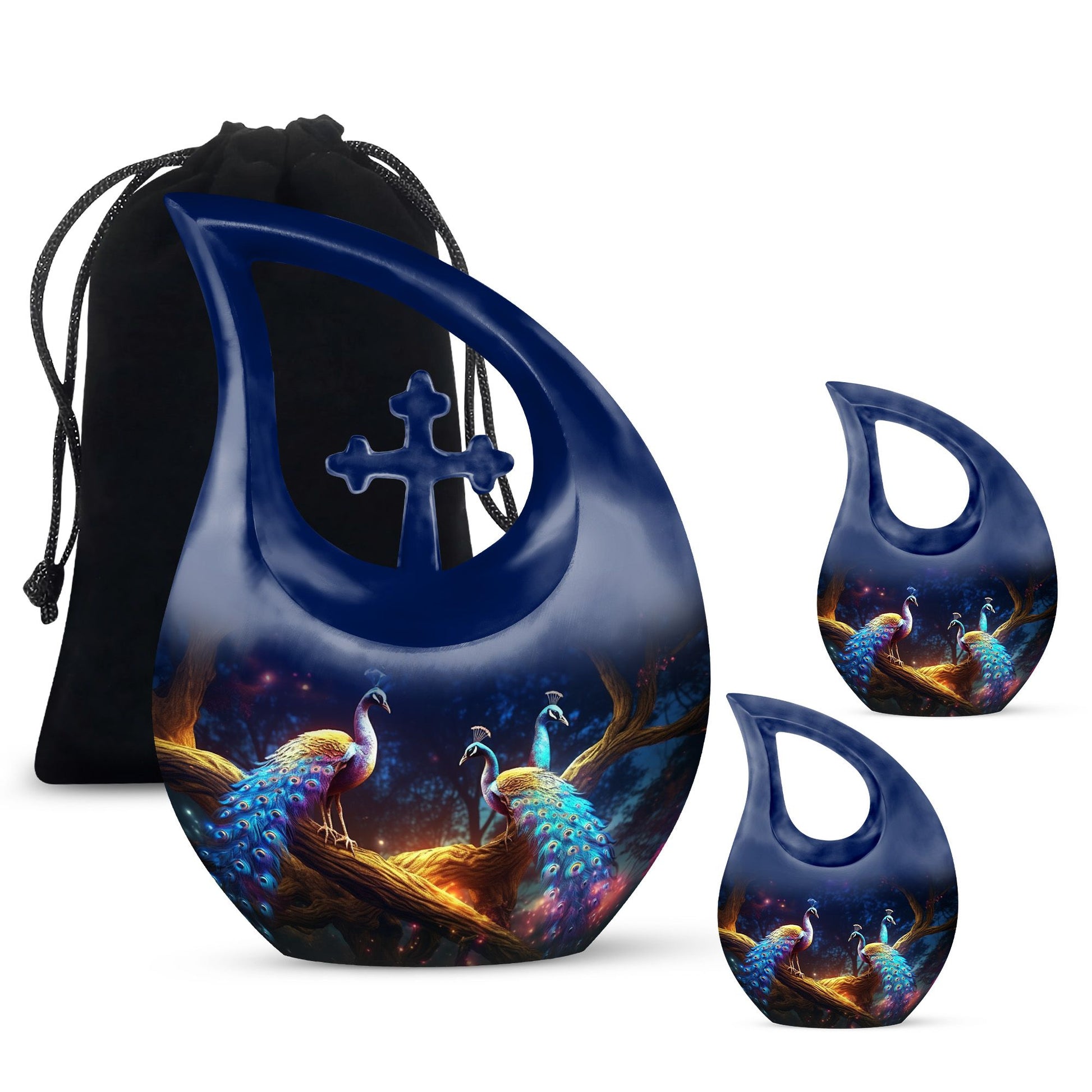 Peacock Due Face Off - Peacock Urn Teardrop Shaped Urns For Ashes