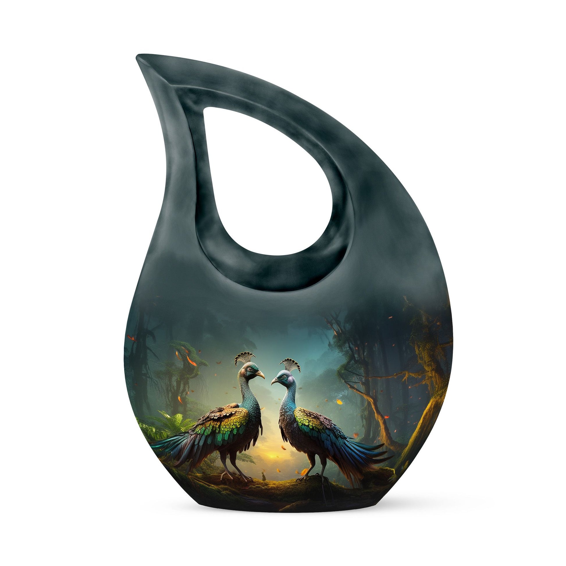 Teardrop Shape Peacock Urn Keepsake 3 Inch