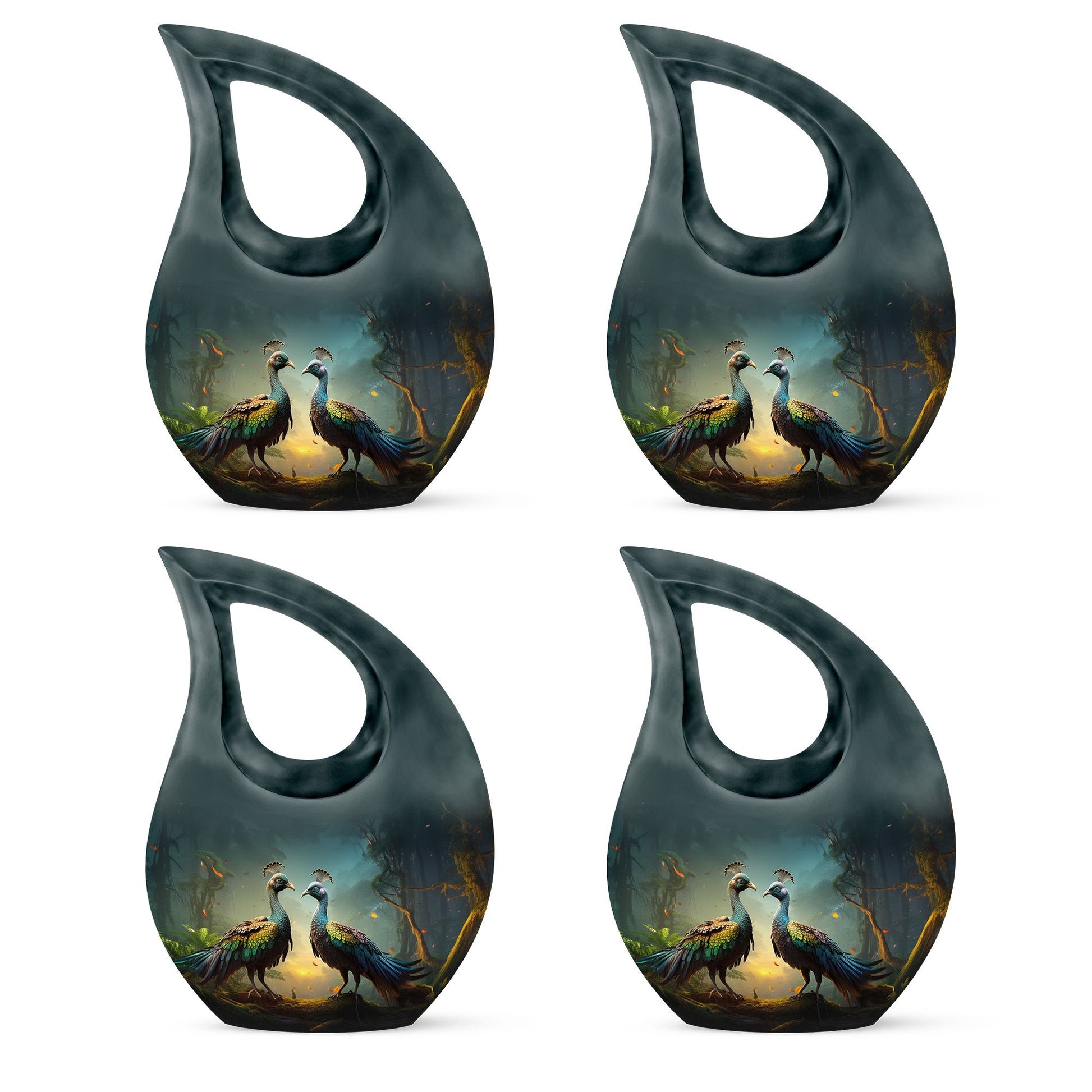 Teardrop Shape Peacock Urn Keepsake Urn Pack of 4