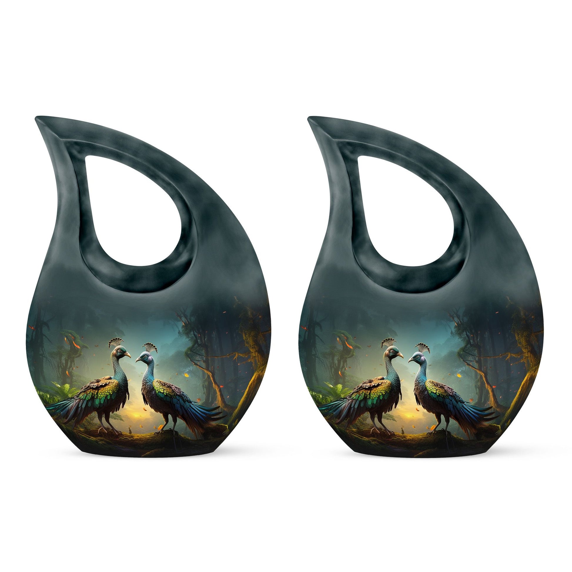 Teardrop Shape Peacock Urn Keepsake Urn Pack of 2