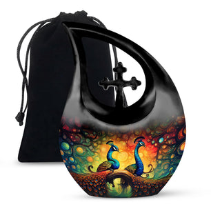 Peacock Due - Peacock Urn Large Teardrop Urn For Ashes