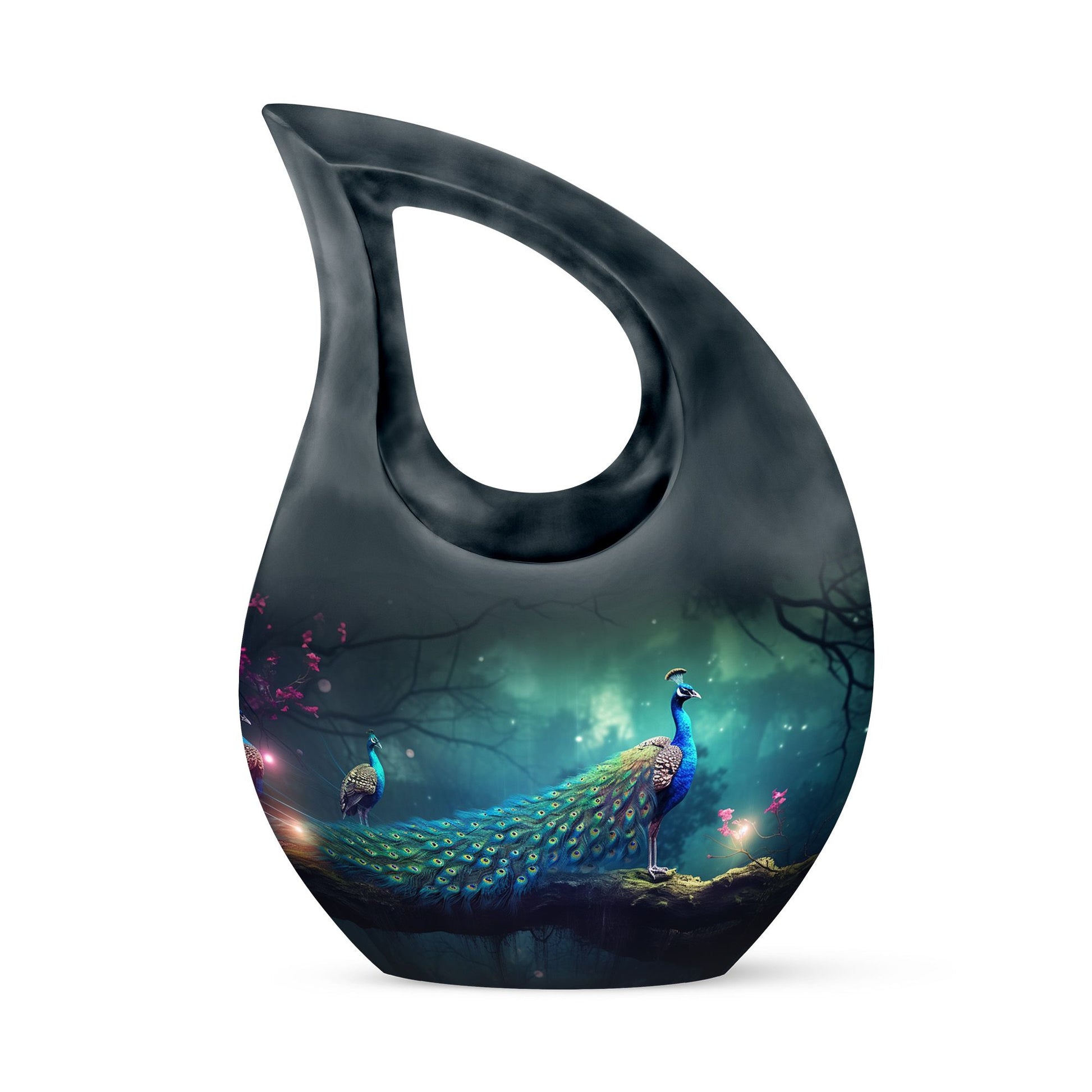 Teardrop Shape Peacock Urn Keepsake 3 Inch