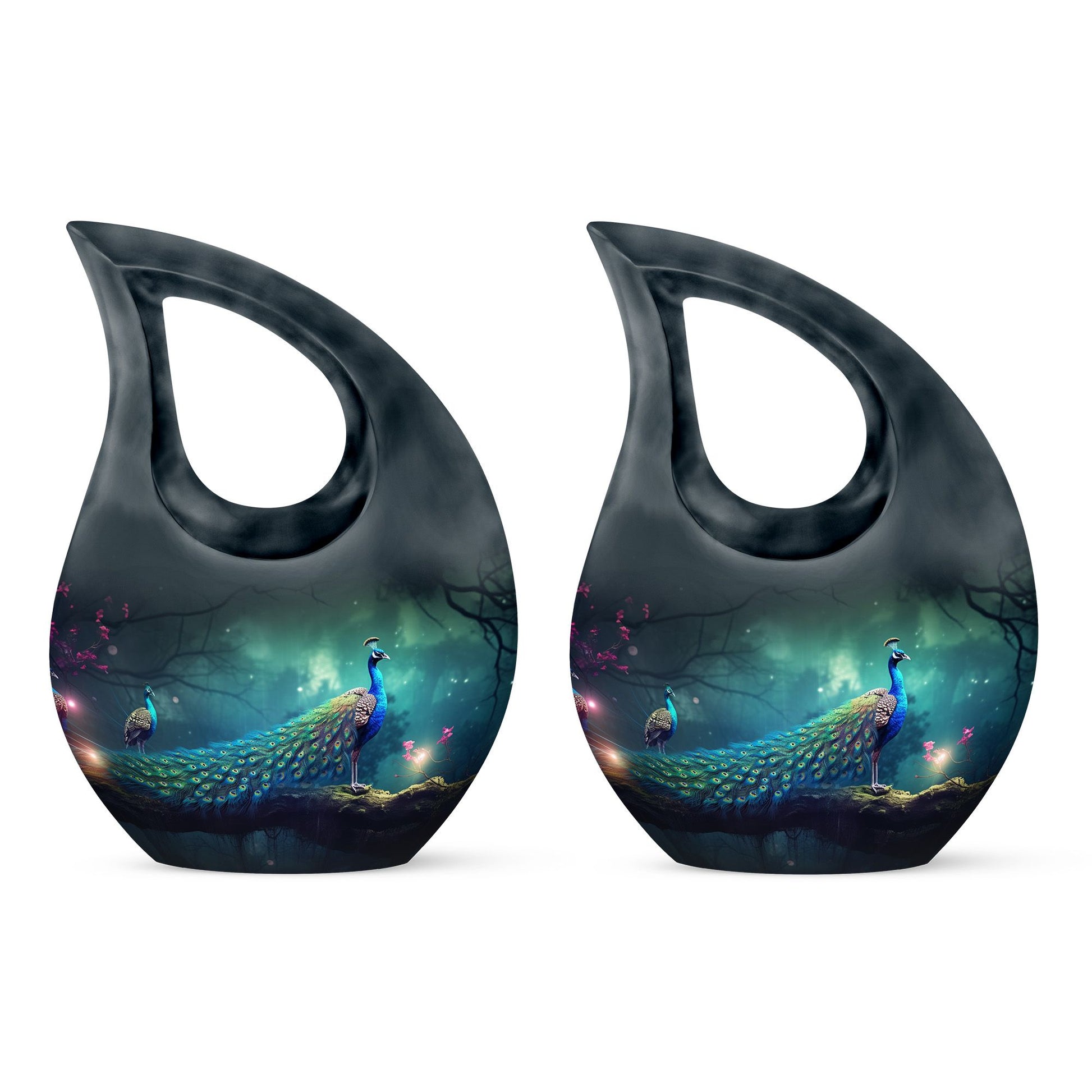 Teardrop Shape Peacock Urn Keepsake Urn Pack of 2