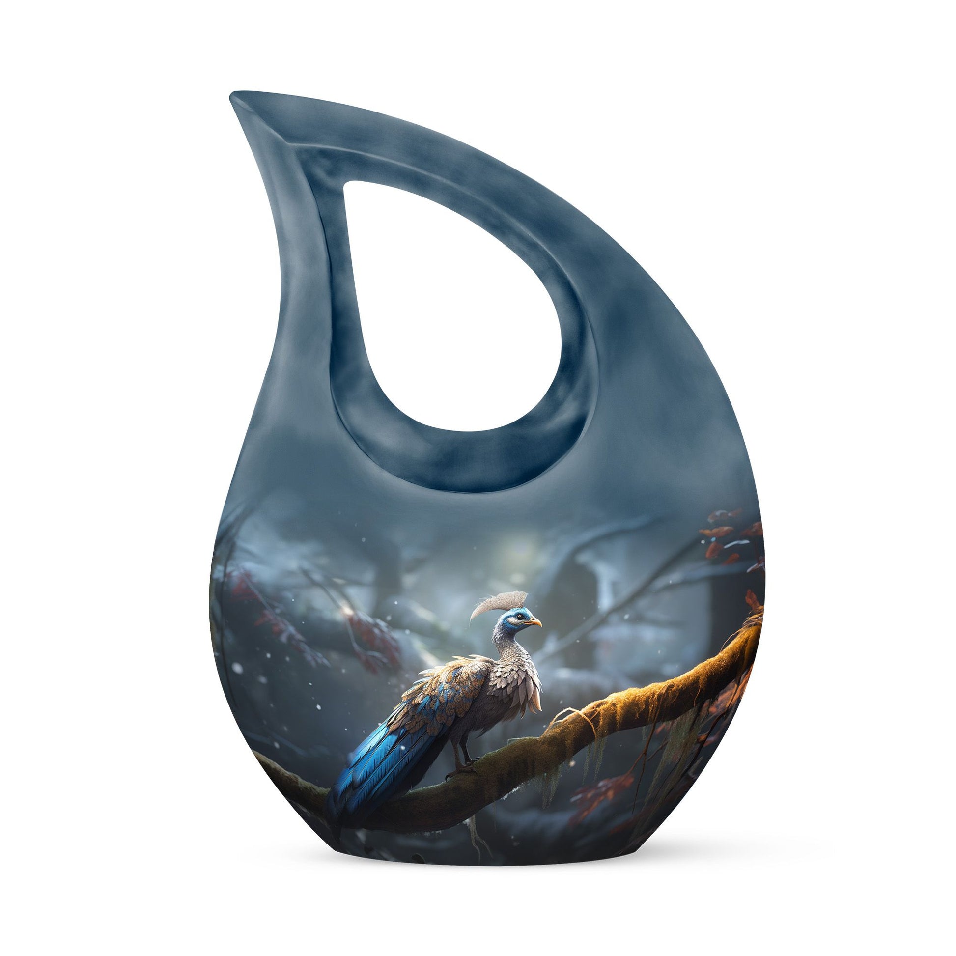 Teardrop Shape Peacock Urn Keepsake 3 Inch