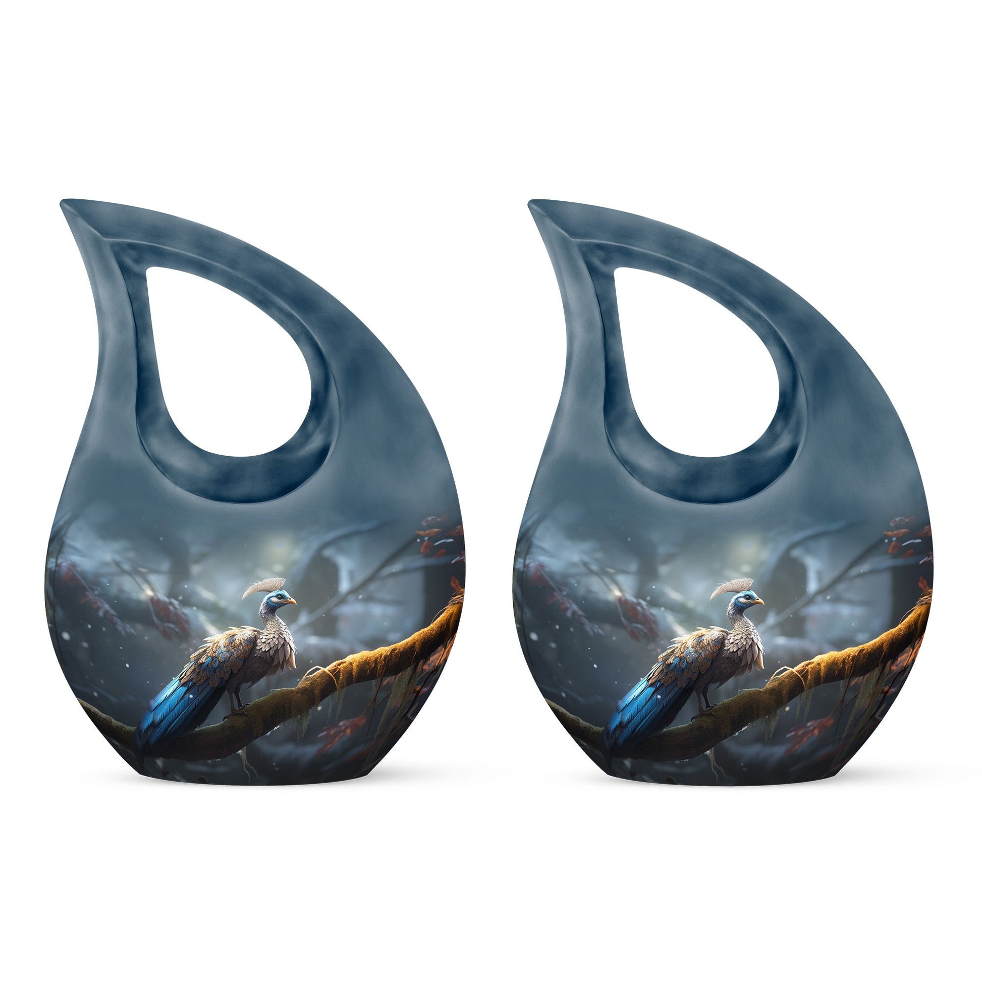 Teardrop Shape Peacock Urn Keepsake Urn Pack of 2