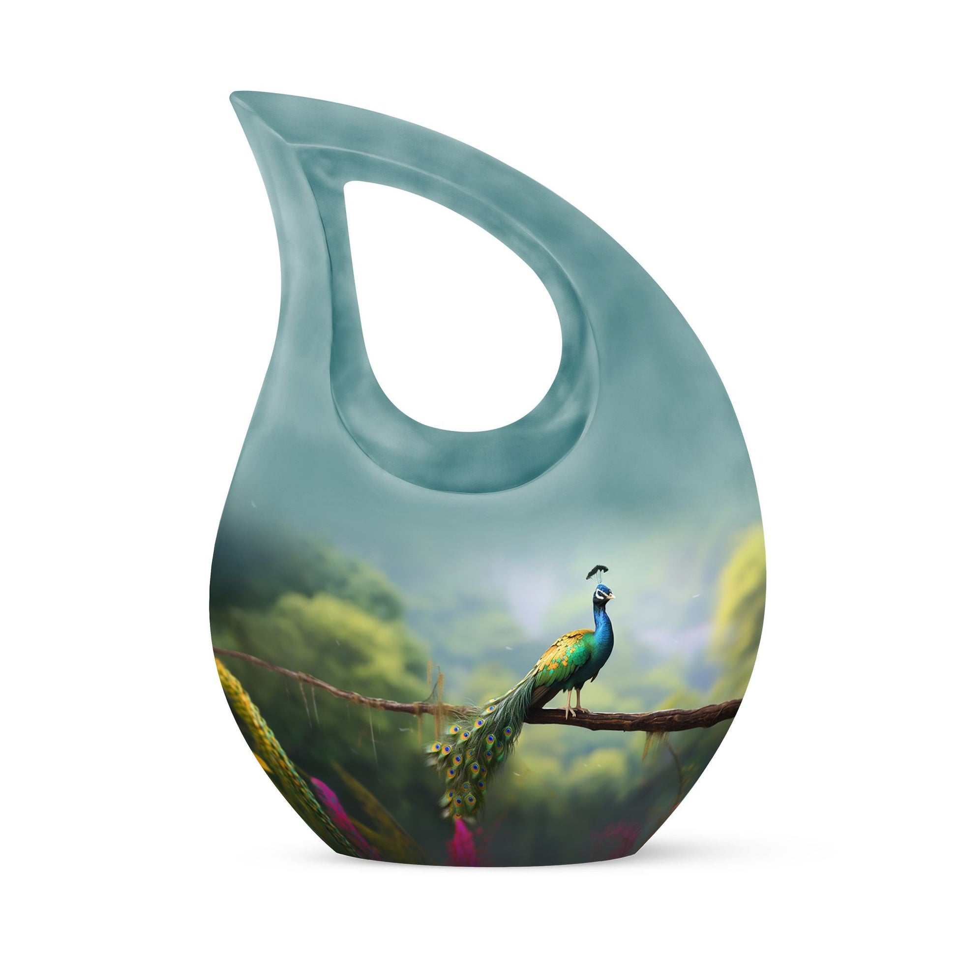 Teardrop Shape Peacock Urn Keepsake 3 Inch