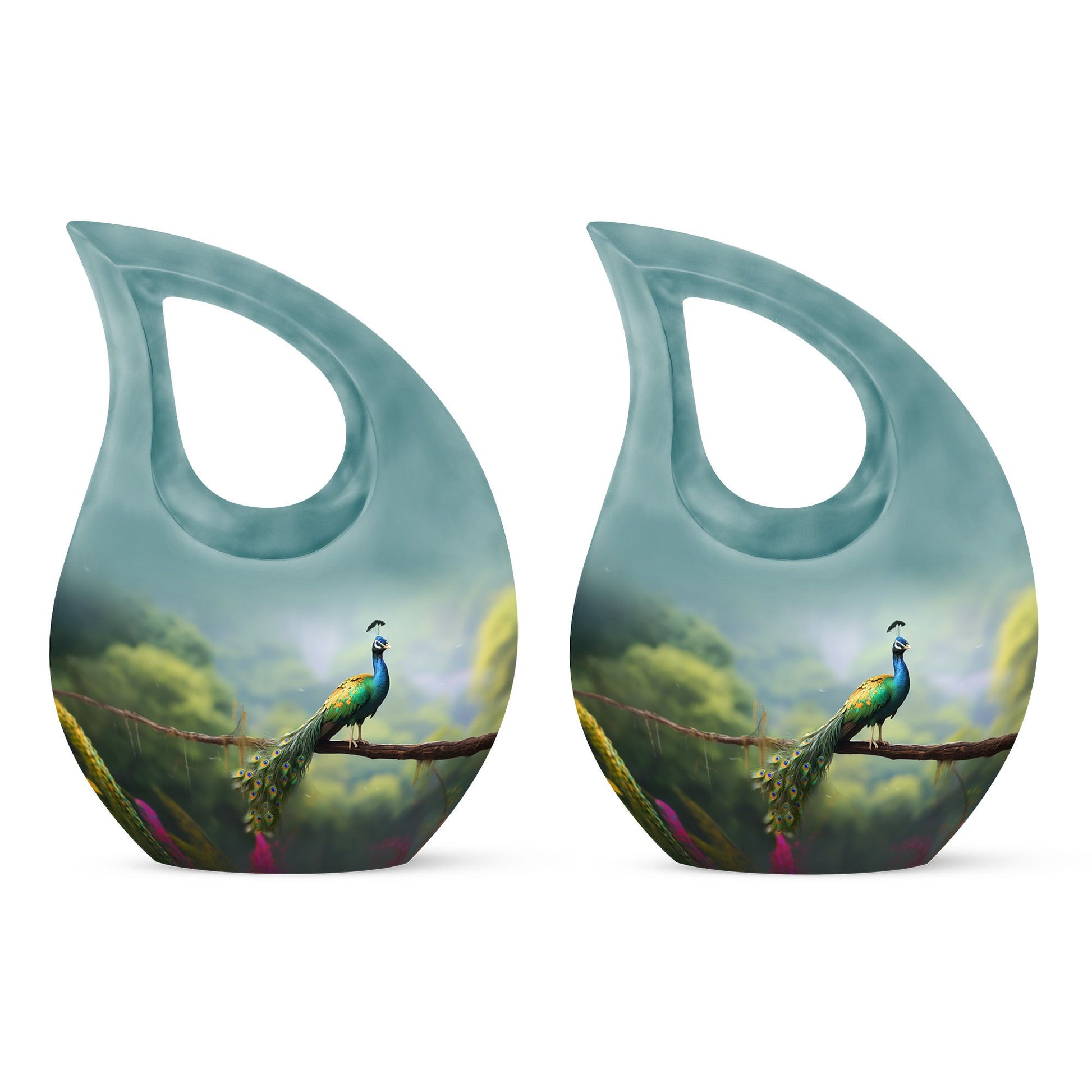 Teardrop Shape Peacock Urn Keepsake Urn Pack of 2