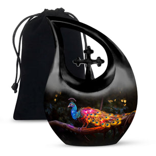 Teardrop Shape Peacock Urn Large 10 Inch