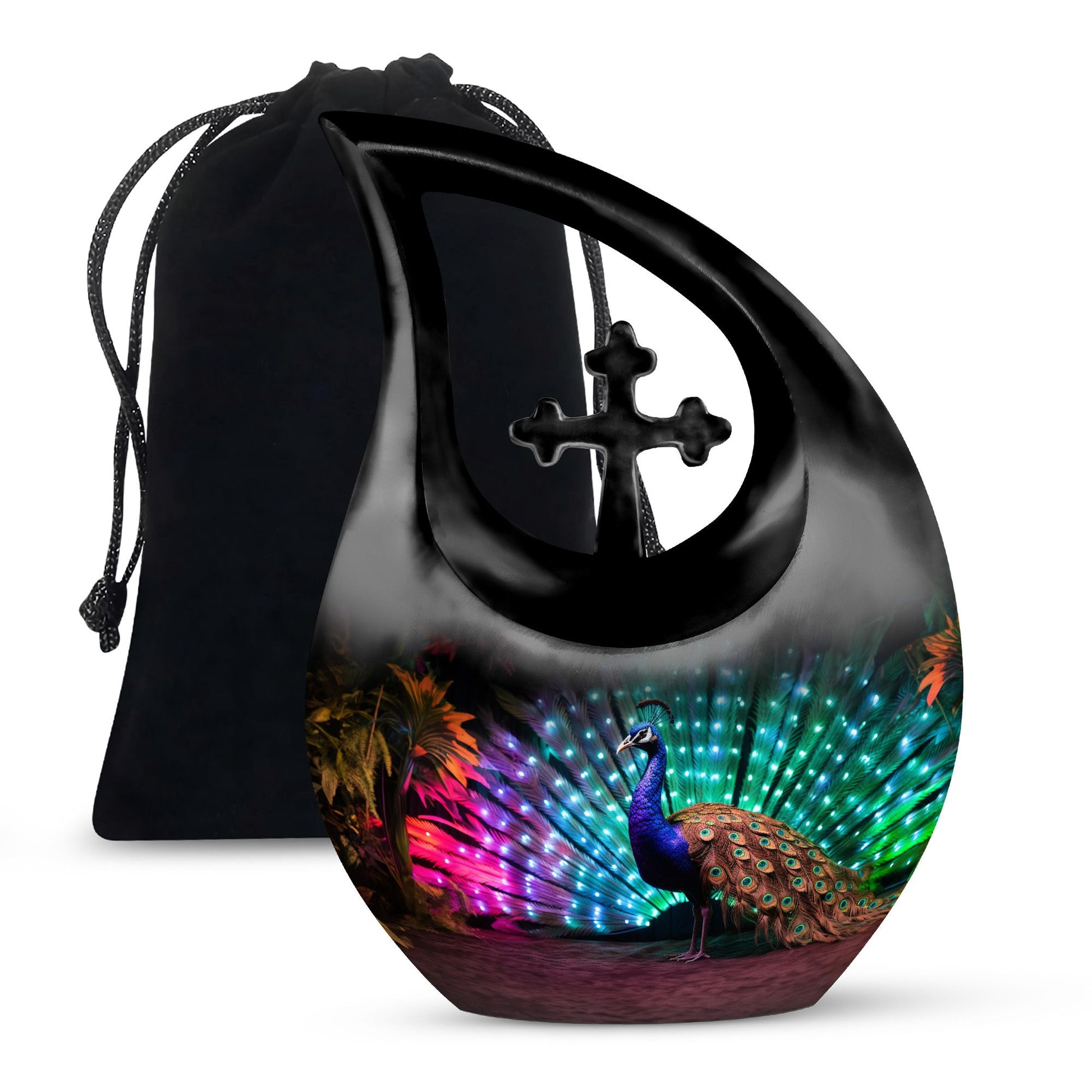 Teardrop Shape Peacock Urn Large 10 Inch