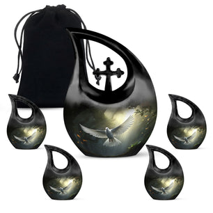 Teardrop Shape Dove Urn Large Urn With 4 Keepsake Urn