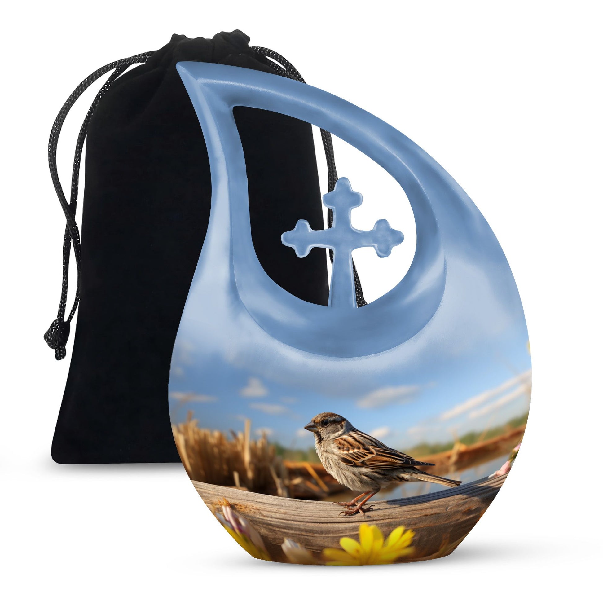 Teardrop Shape Sparrow Urn Large 10 Inch