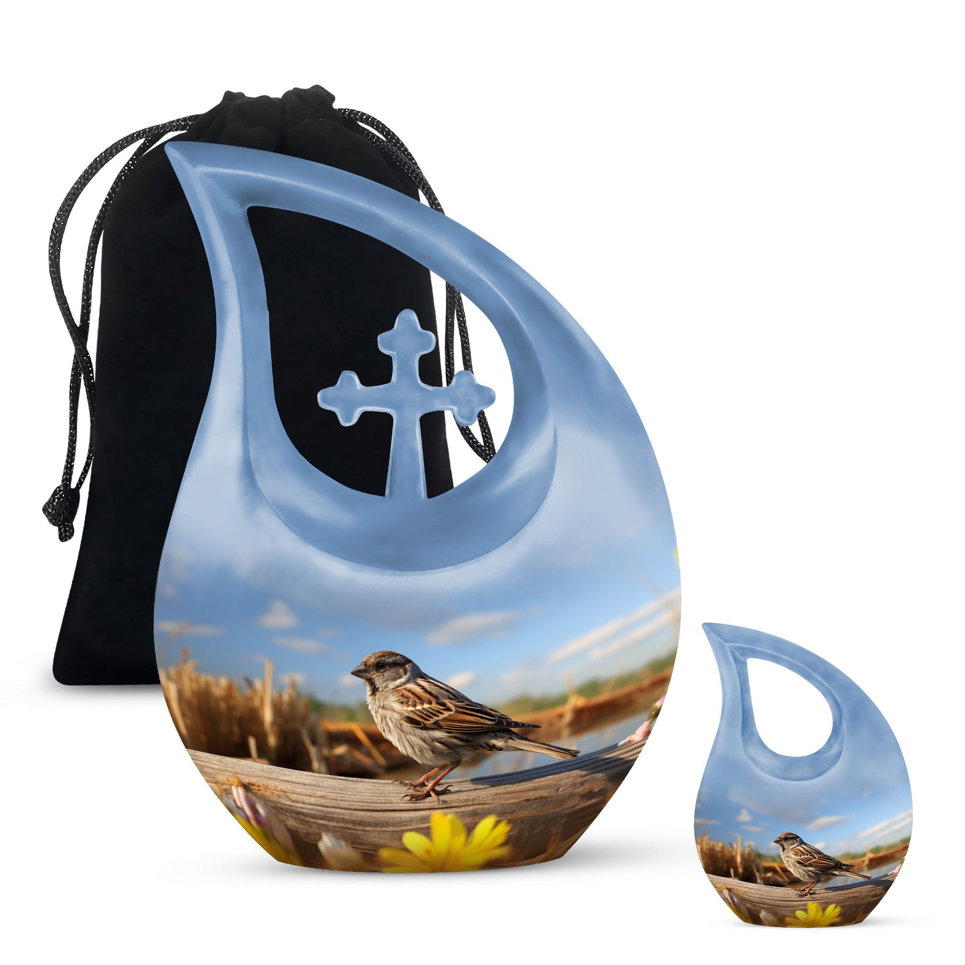 Teardrop Shape Sparrow Urn Large Urn With 1 Keepsake Urn
