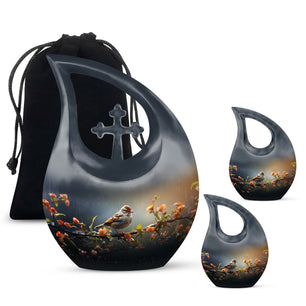Teardrop Shape Sparrow Urn Large Urn With 2 Keepsake Urn