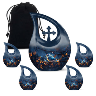 Teardrop Shape Sparrow Urn Large Urn With 4 Keepsake Urn