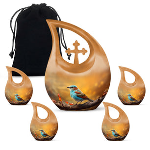 Teardrop Shape Sparrow Urn Large Urn With 4 Keepsake Urn