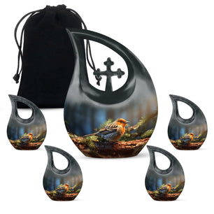 Teardrop Shape Sparrow Urn Large Urn With 4 Keepsake Urn