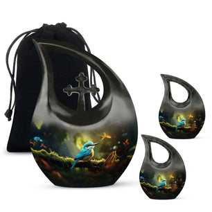 Teardrop Shape Sparrow Urn Large Urn With 2 Keepsake Urn