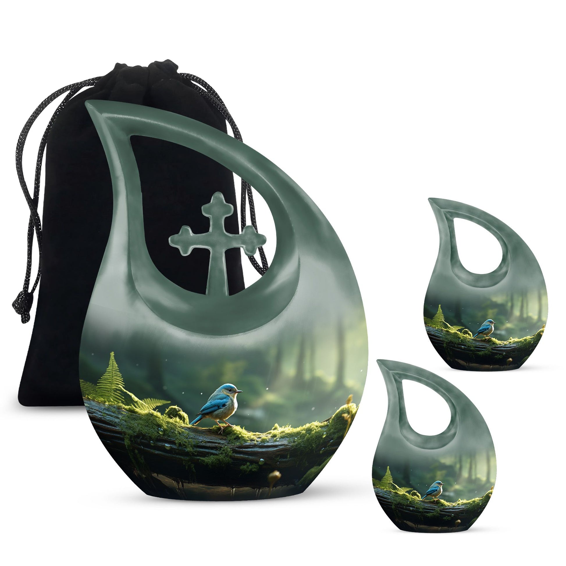 Teardrop Shape Sparrow Urn Large Urn With 2 Keepsake Urn