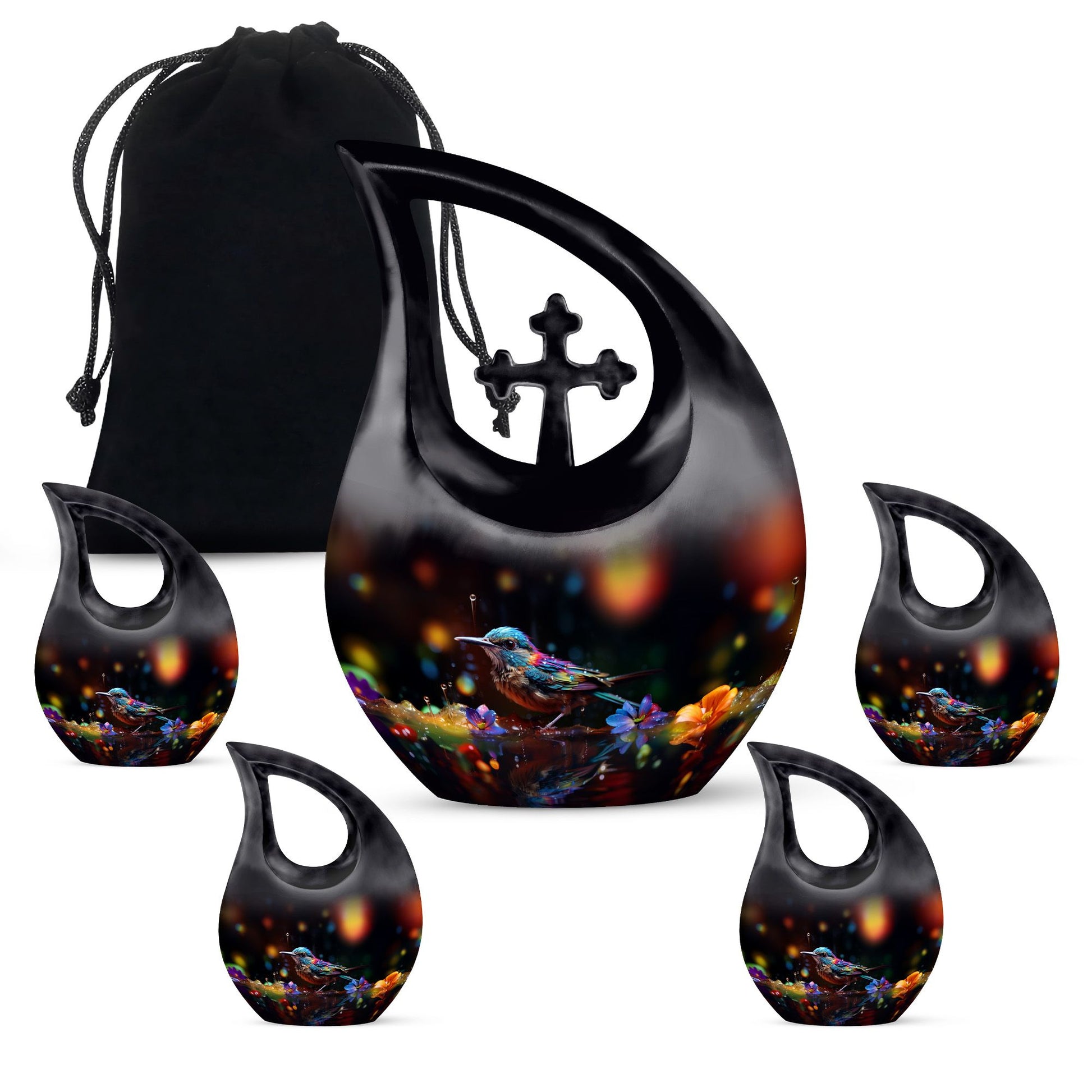Teardrop Shape Sparrow Urn Large Urn With 4 Keepsake Urn