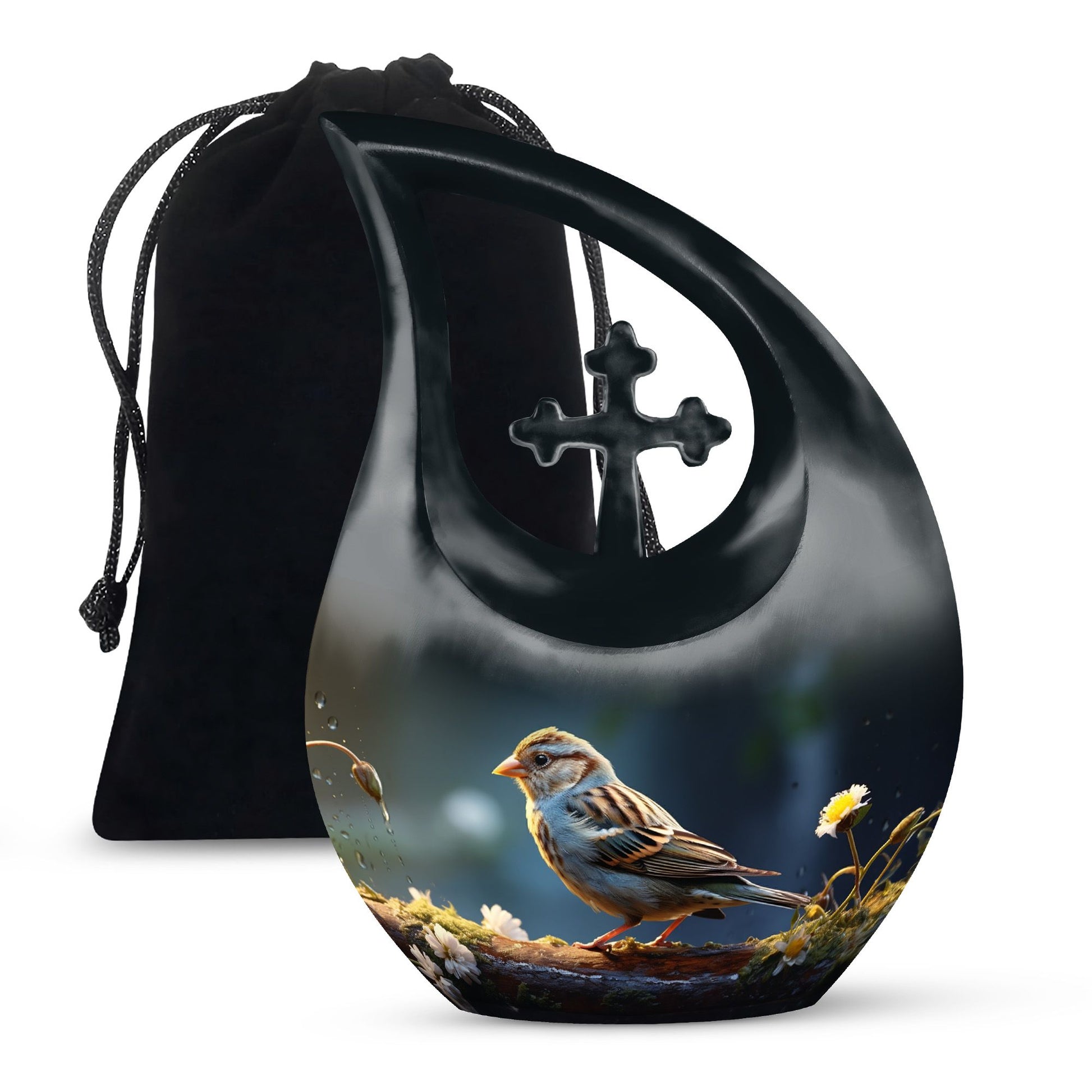 Teardrop Shape Sparrow Urn Large 10 Inch