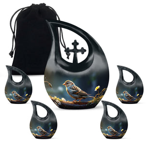 Teardrop Shape Sparrow Urn Large Urn With 4 Keepsake Urn