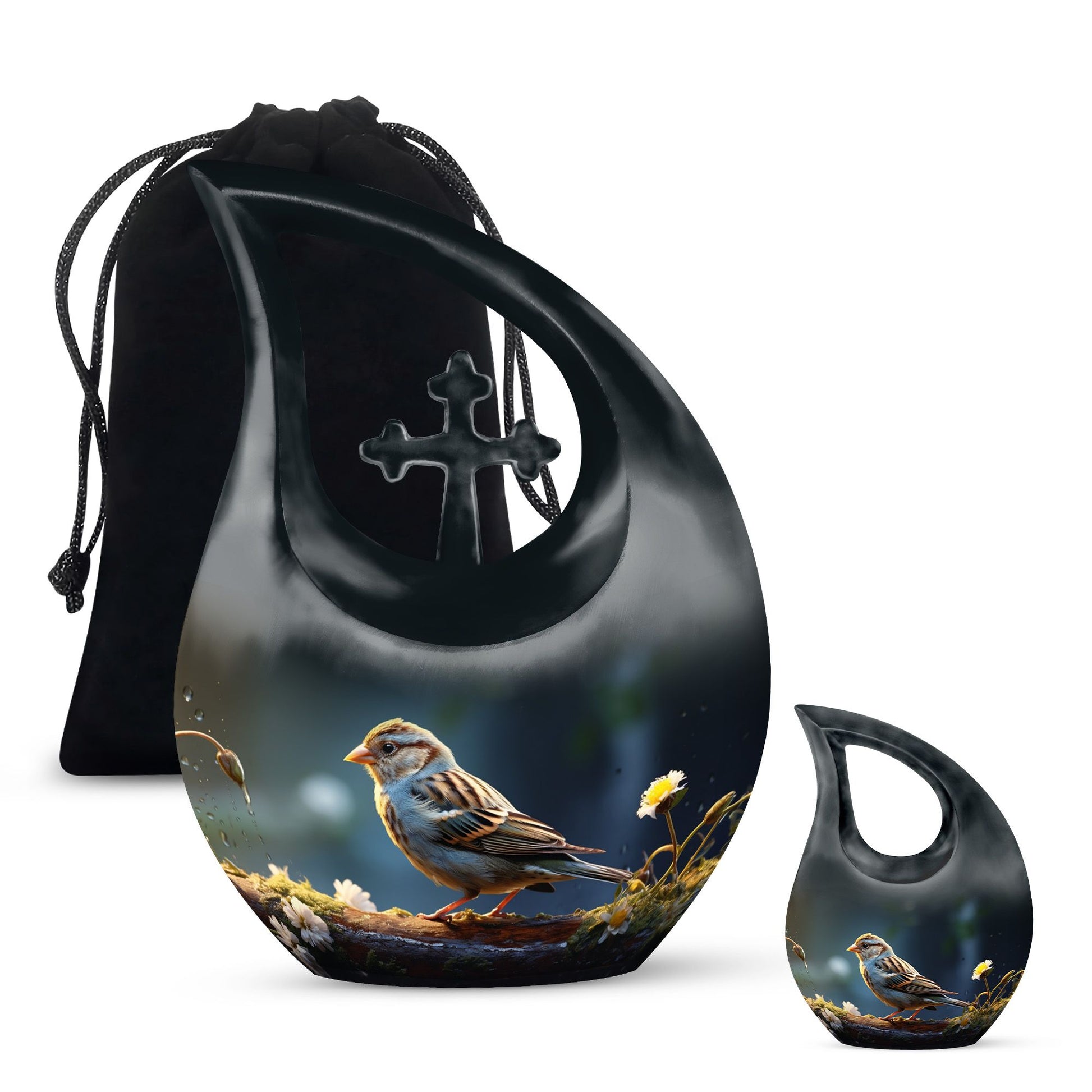 Teardrop Shape Sparrow Urn Large Urn With 1 Keepsake Urn