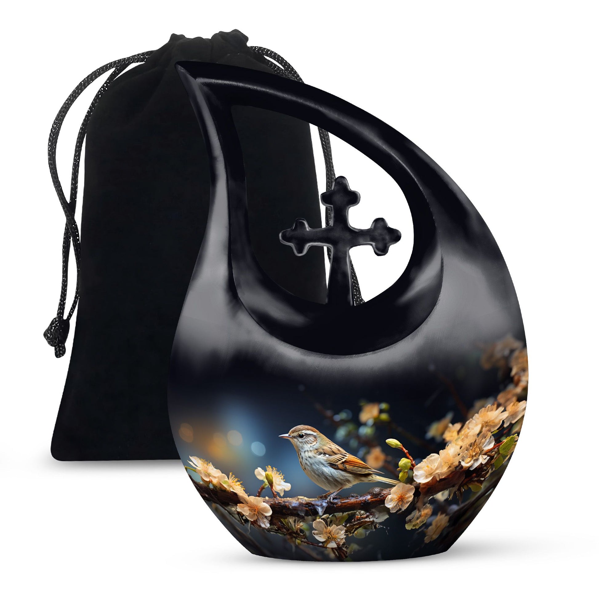 Teardrop Shape Sparrow Urn Large 10 Inch