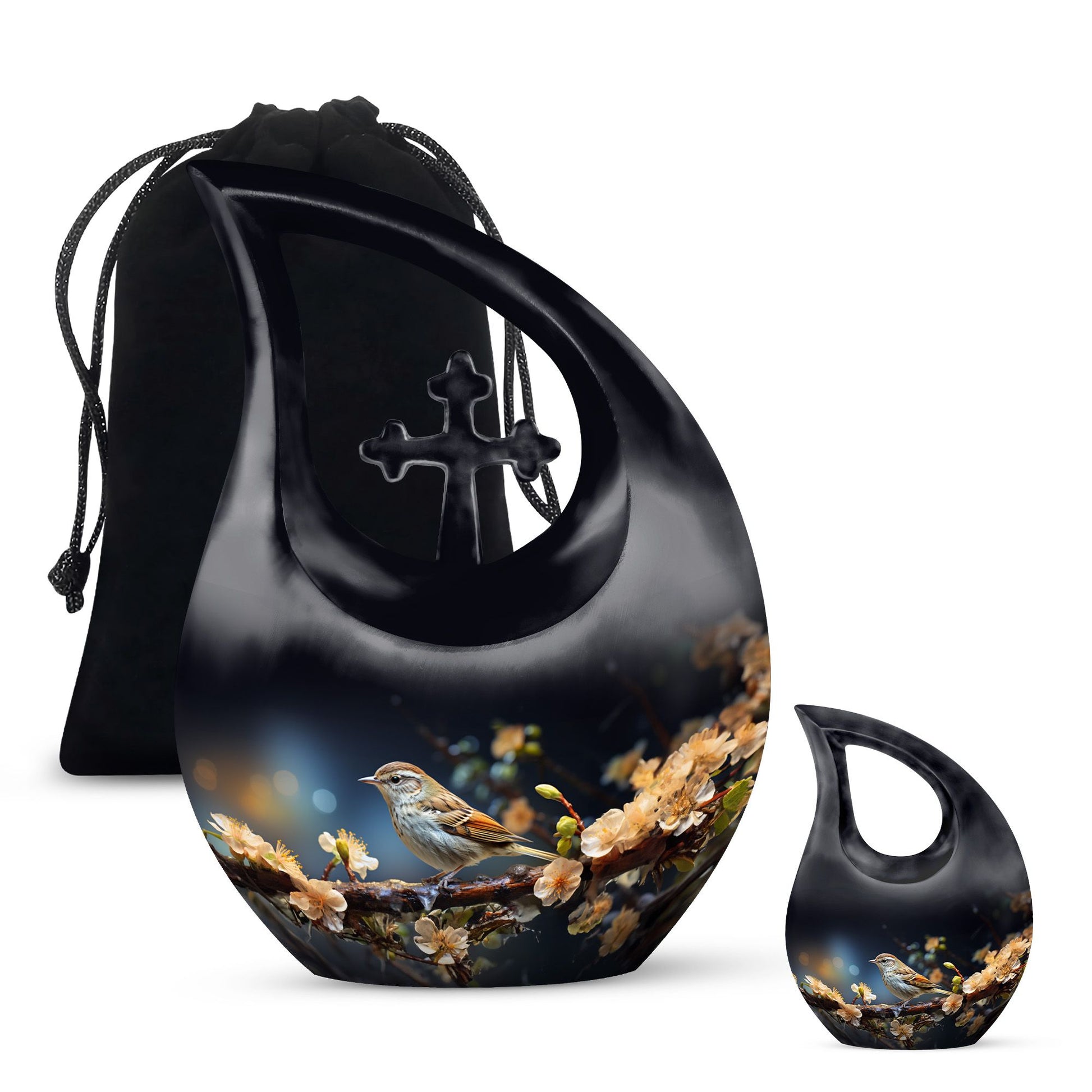 Teardrop Shape Sparrow Urn Large Urn With 1 Keepsake Urn