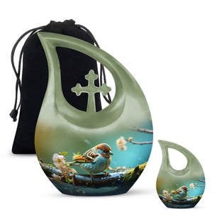 Teardrop Shape Sparrow Urn Large Urn With 1 Keepsake Urn