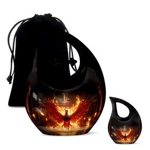 Teardrop Shape Phoenix Urn Large Urn With 1 Keepsake Urn