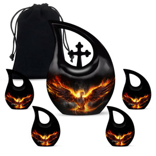 Teardrop Shape Phoenix Urn Large Urn With 4 Keepsake Urn