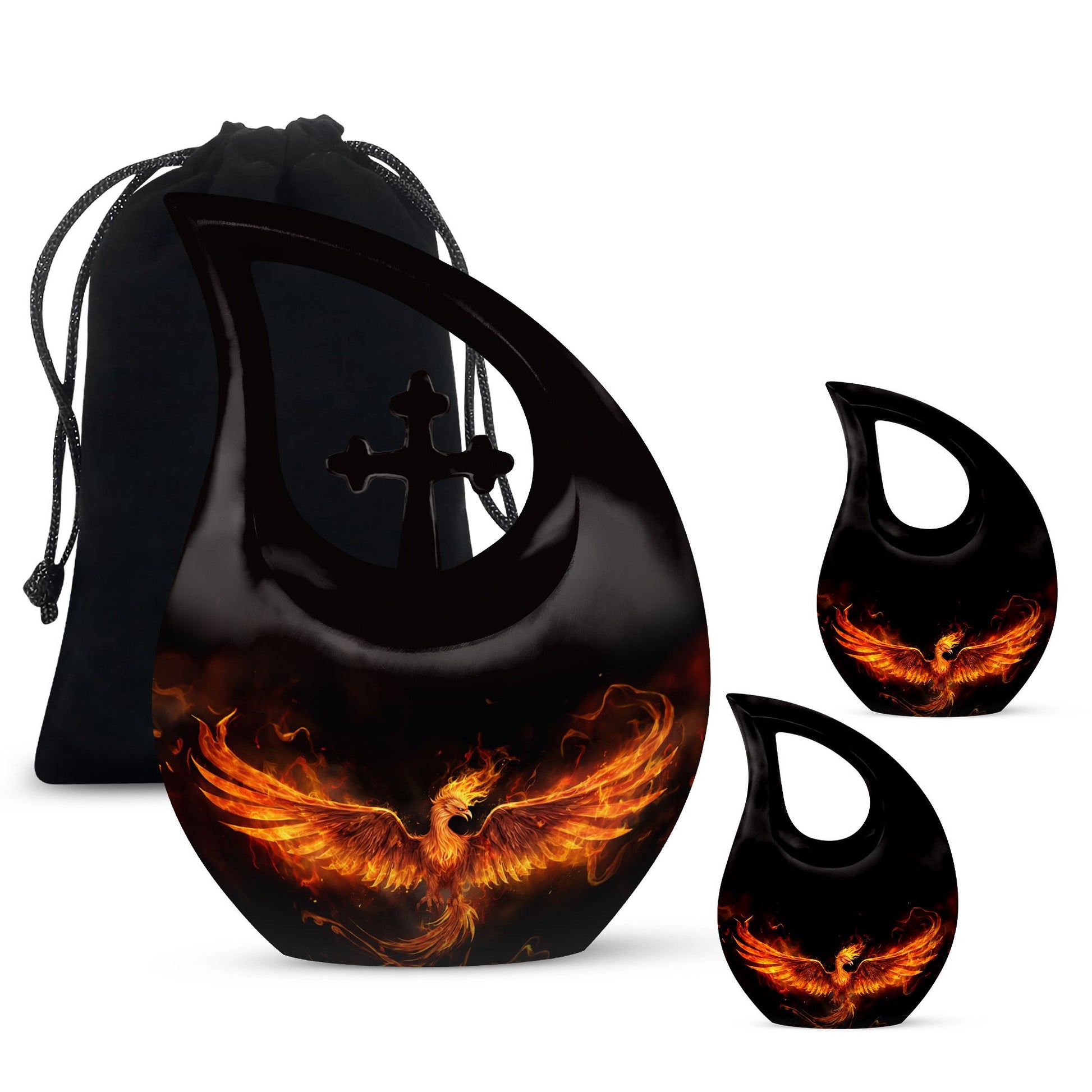 Teardrop Shape Phoenix Urn Large Urn With 2 Keepsake Urn
