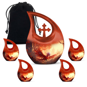 Teardrop Shape Phoenix Urn Large Urn With 4 Keepsake Urn