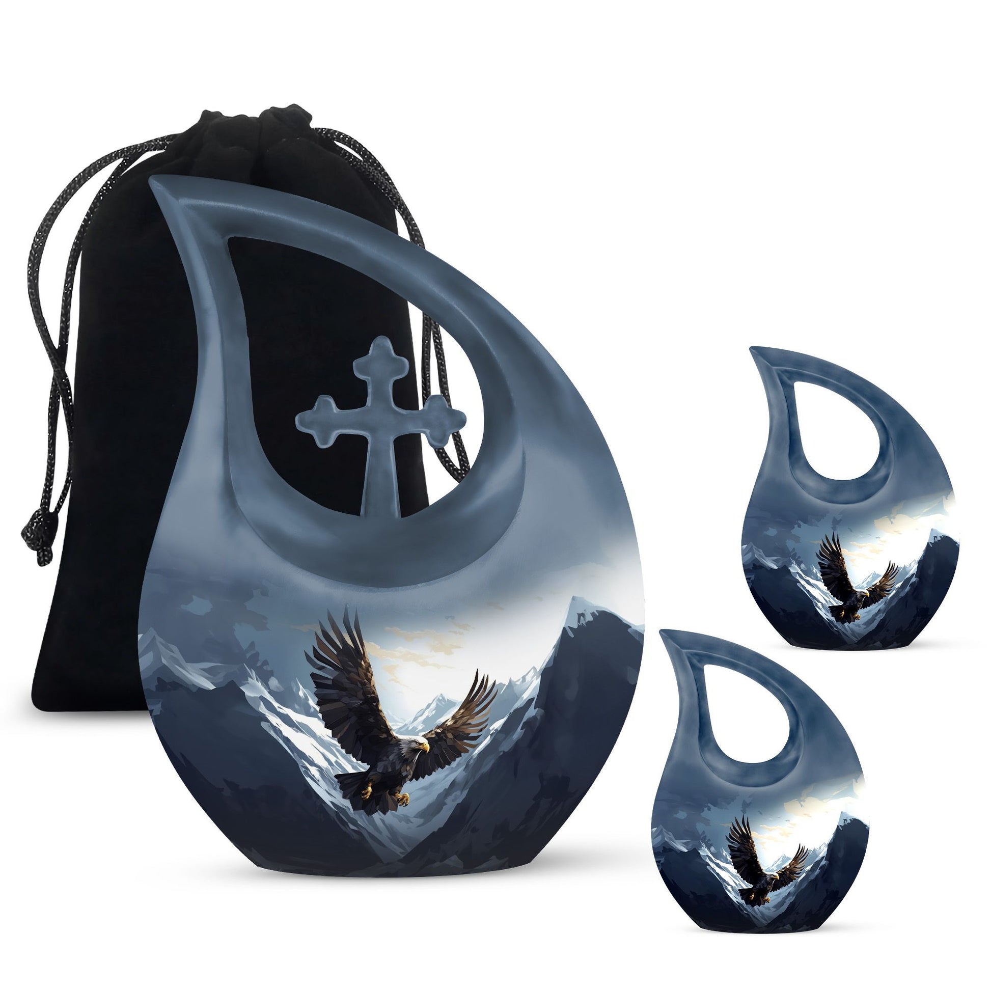 Teardrop Shape Eagle Urn Large Urn With 2 Keepsake Urn