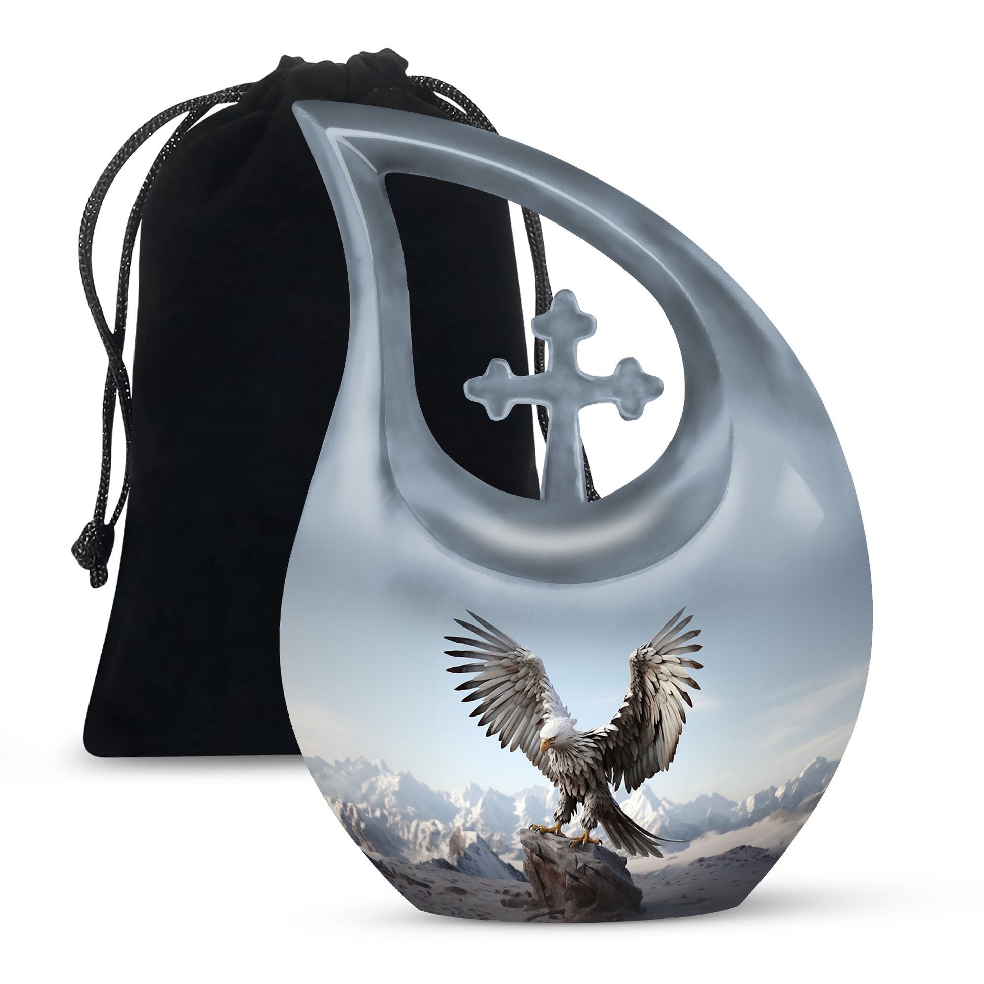 Teardrop Shape Eagle Urn Large 10 Inch