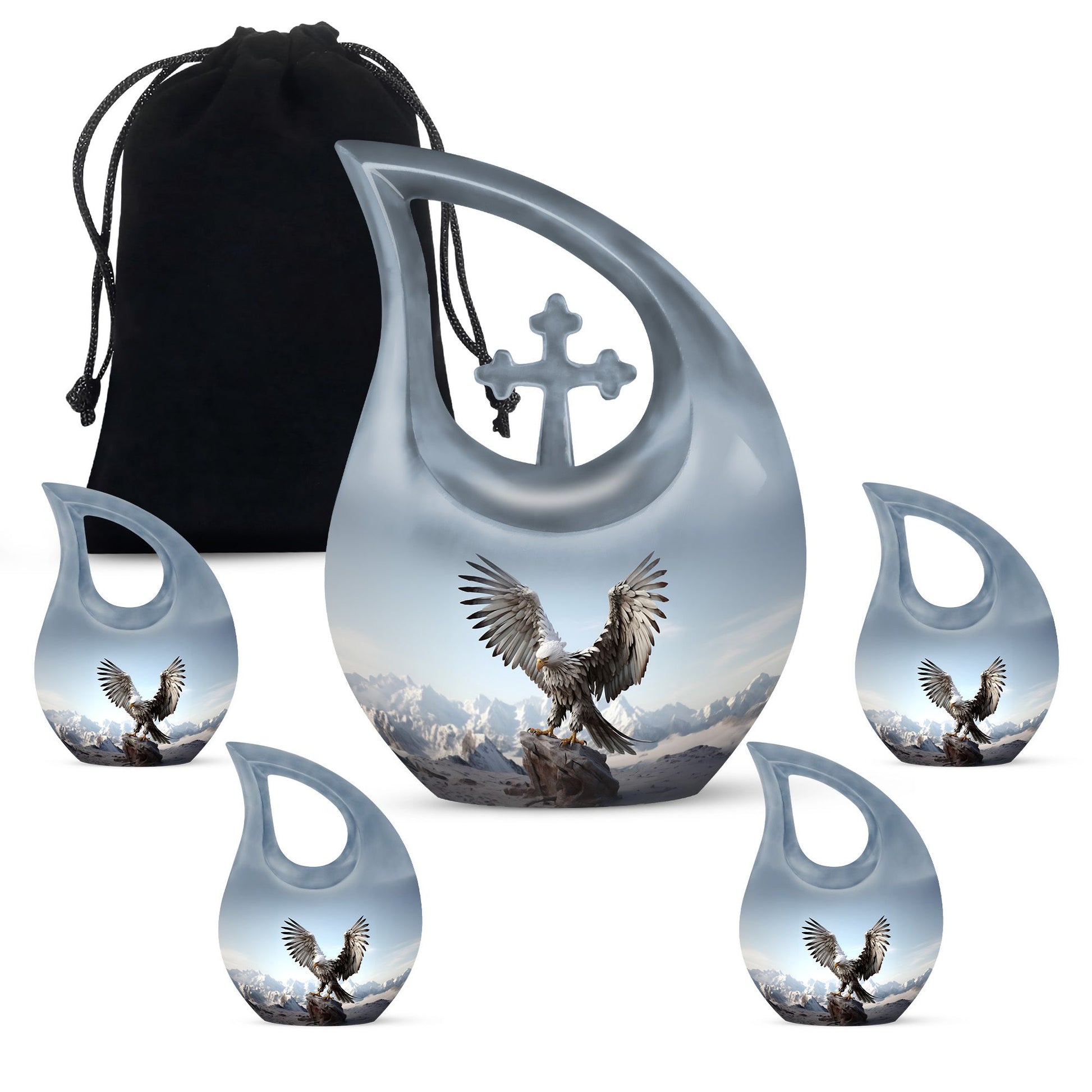 Teardrop Shape Eagle Urn Large Urn With 4 Keepsake Urn