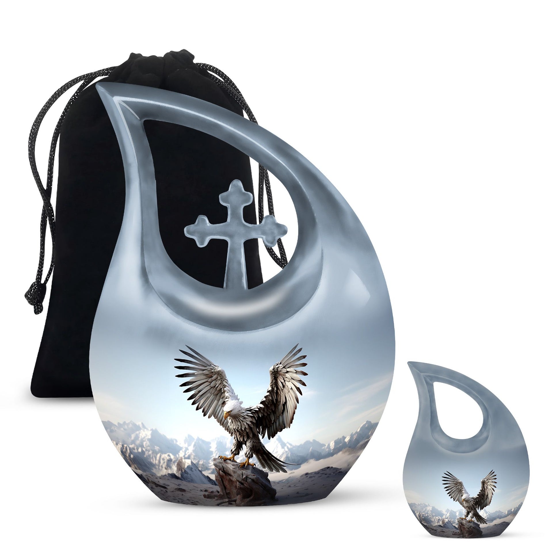 Teardrop Shape Eagle Urn Large Urn With 1 Keepsake Urn