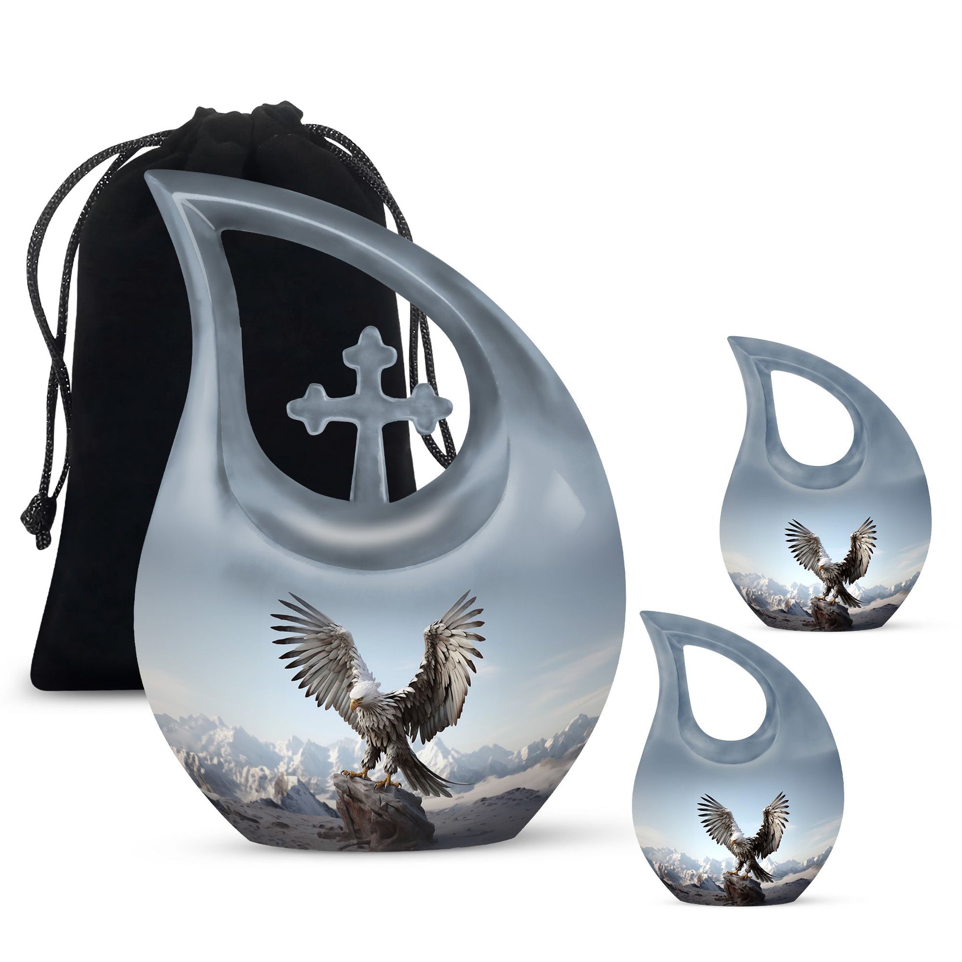 Teardrop Shape Eagle Urn Large Urn With 2 Keepsake Urn