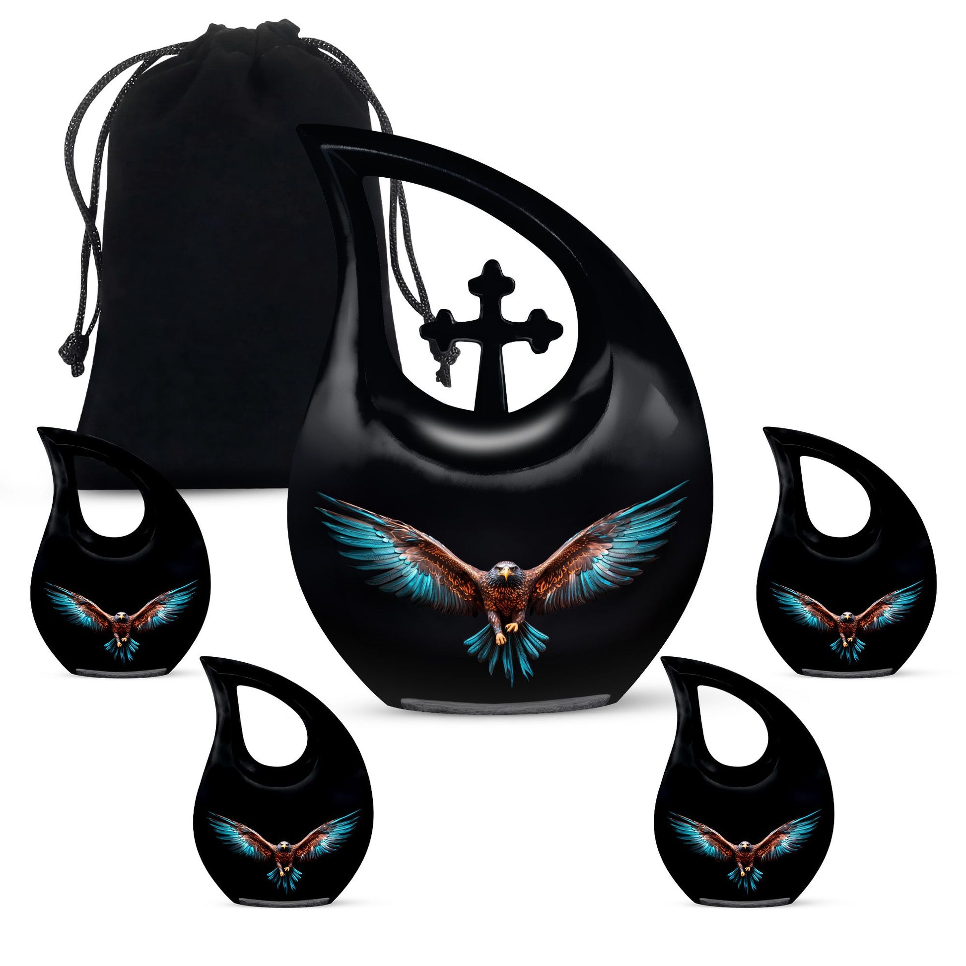 Teardrop Shape Eagle Urn Large Urn With 4 Keepsake Urn
