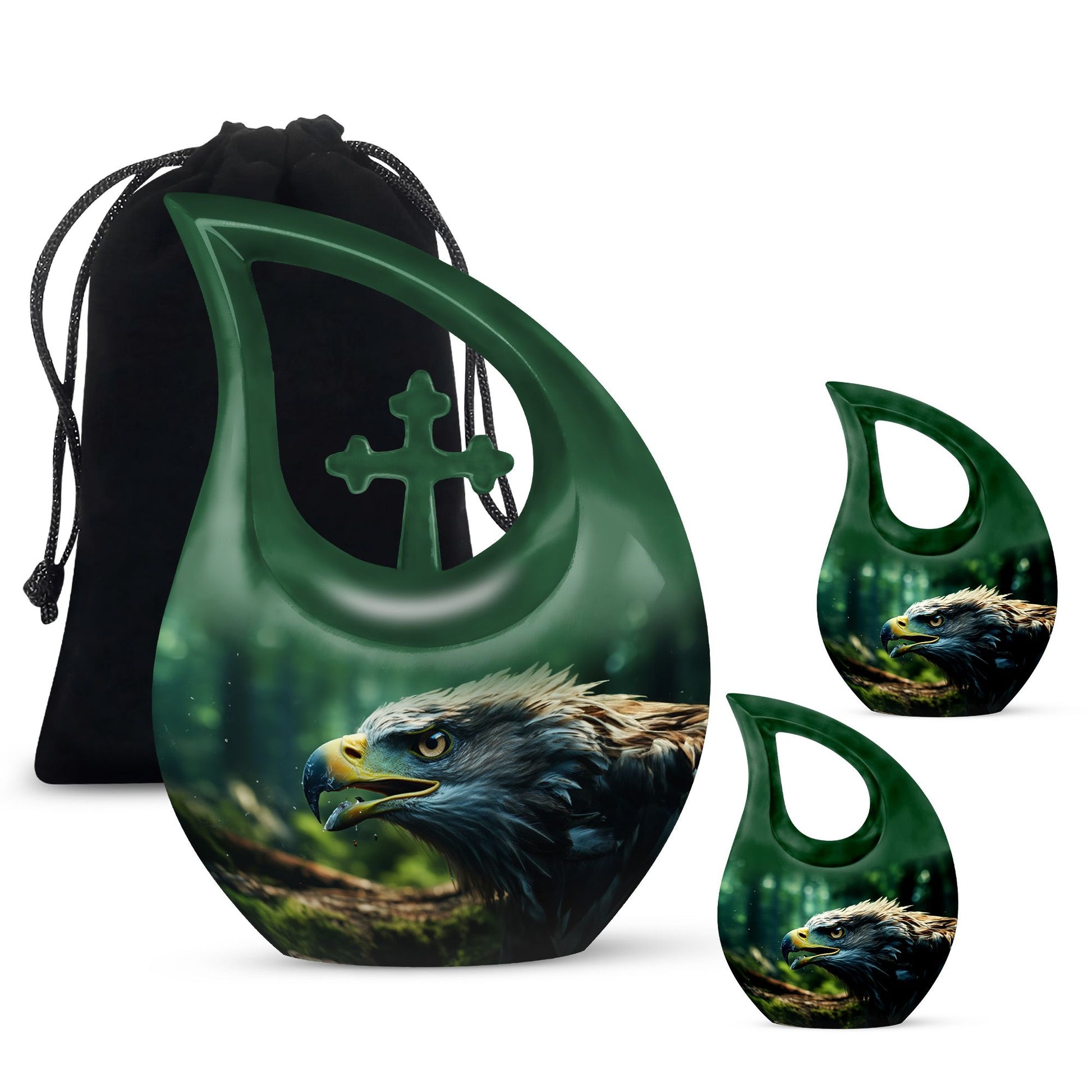 Teardrop Shape Eagle Urn Large Urn With 2 Keepsake Urn