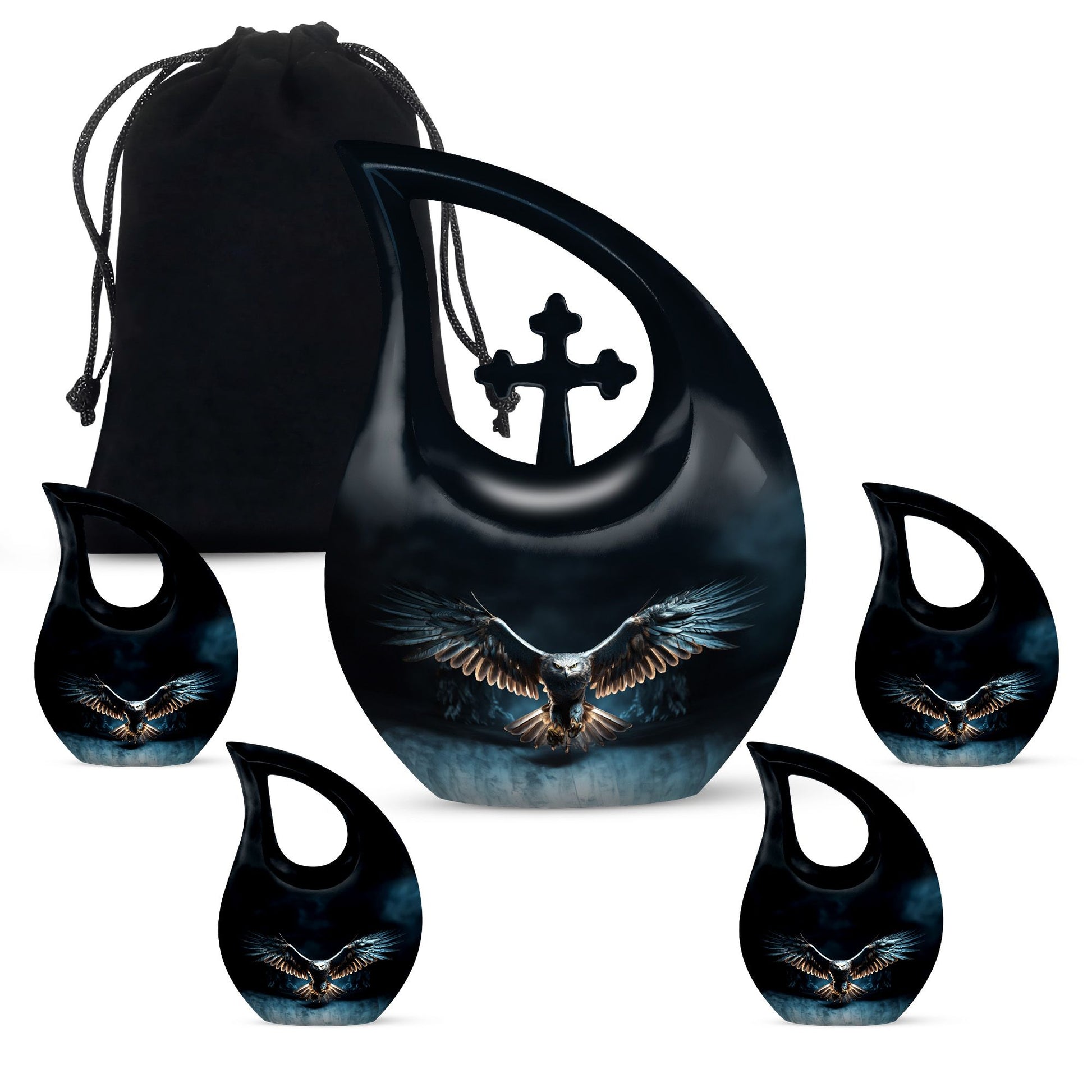 Teardrop Shape Eagle Urn Large Urn With 4 Keepsake Urn