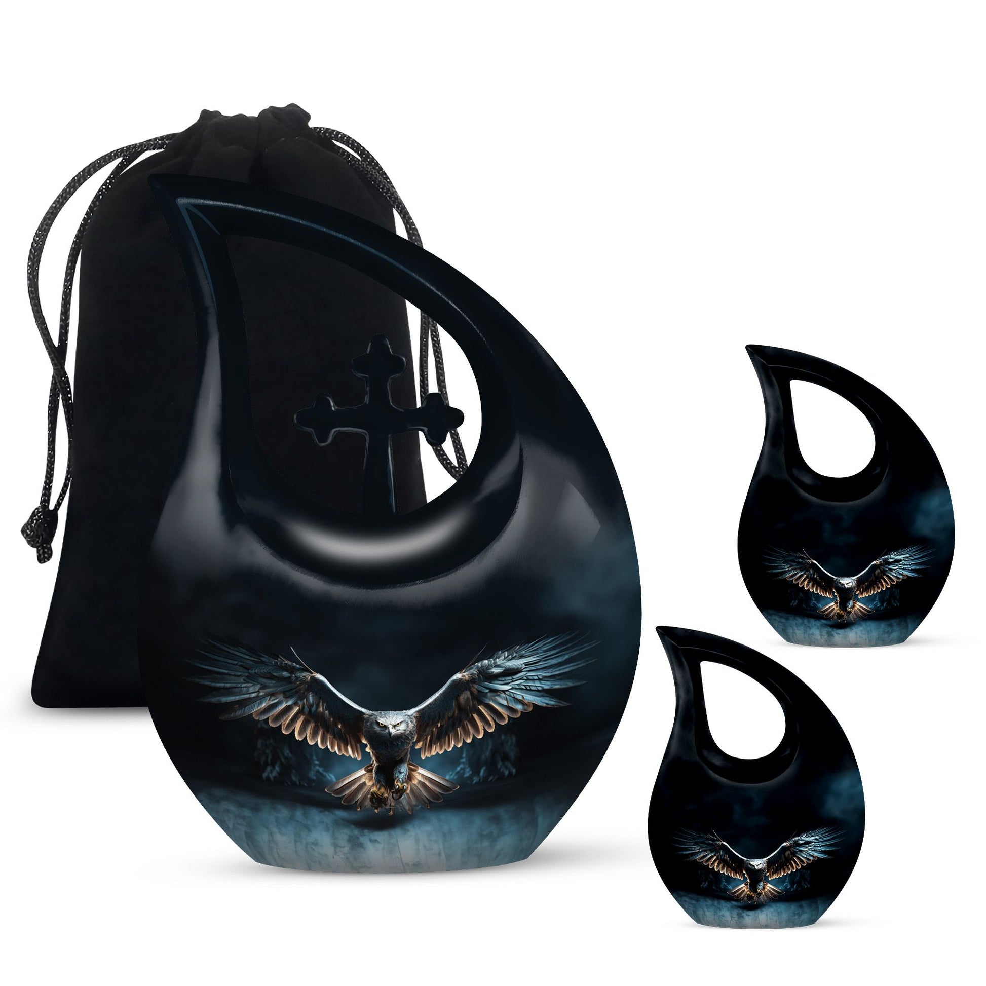 Teardrop Shape Eagle Urn Large Urn With 2 Keepsake Urn
