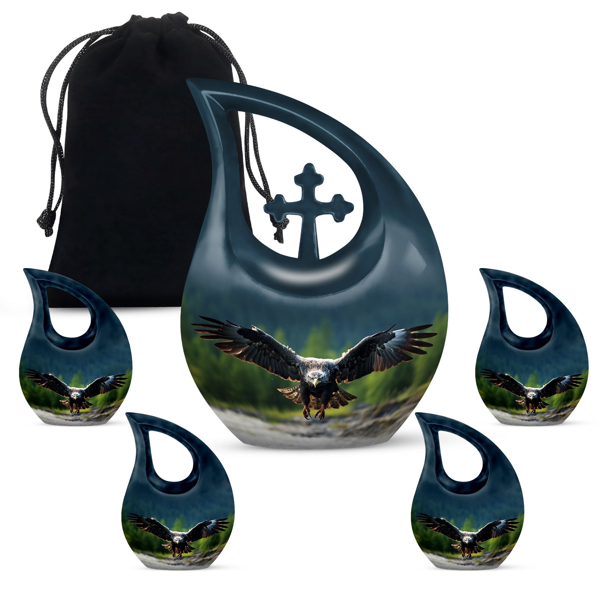 Teardrop Shape Eagle Urn Large Urn With 4 Keepsake Urn