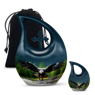 Teardrop Shape Eagle Urn Large Urn With 1 Keepsake Urn