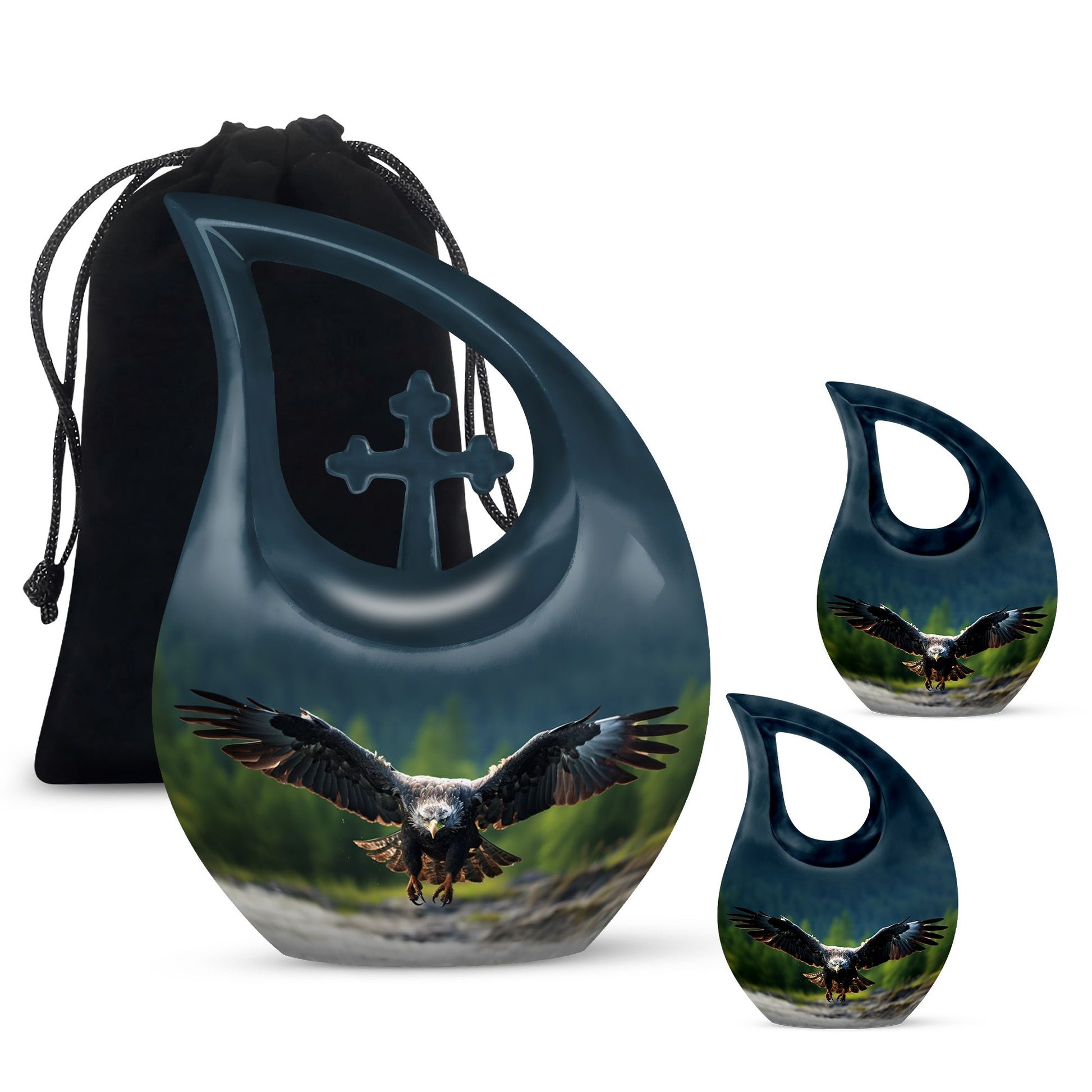 Teardrop Shape Eagle Urn Large Urn With 2 Keepsake Urn