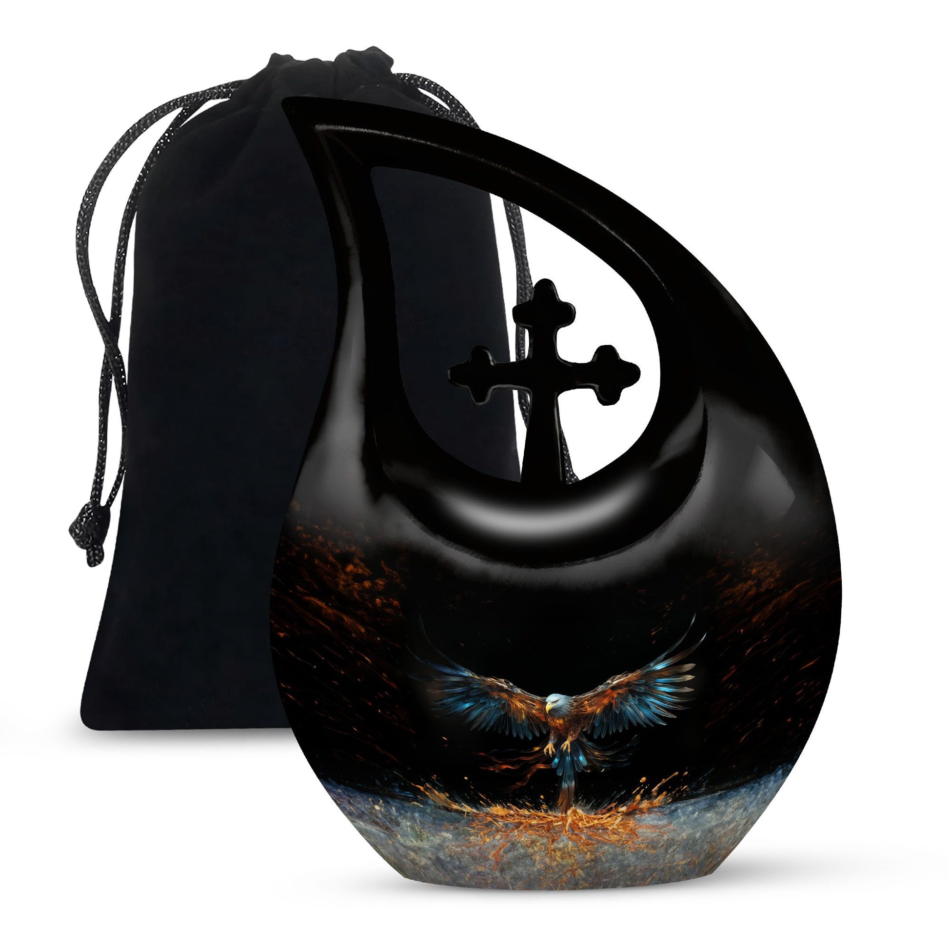 Teardrop Shape Eagle Urn Large 10 Inch