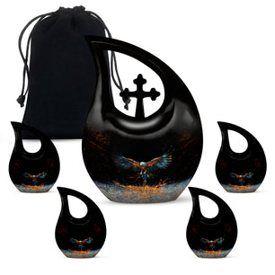 Teardrop Shape Eagle Urn Large Urn With 4 Keepsake Urn