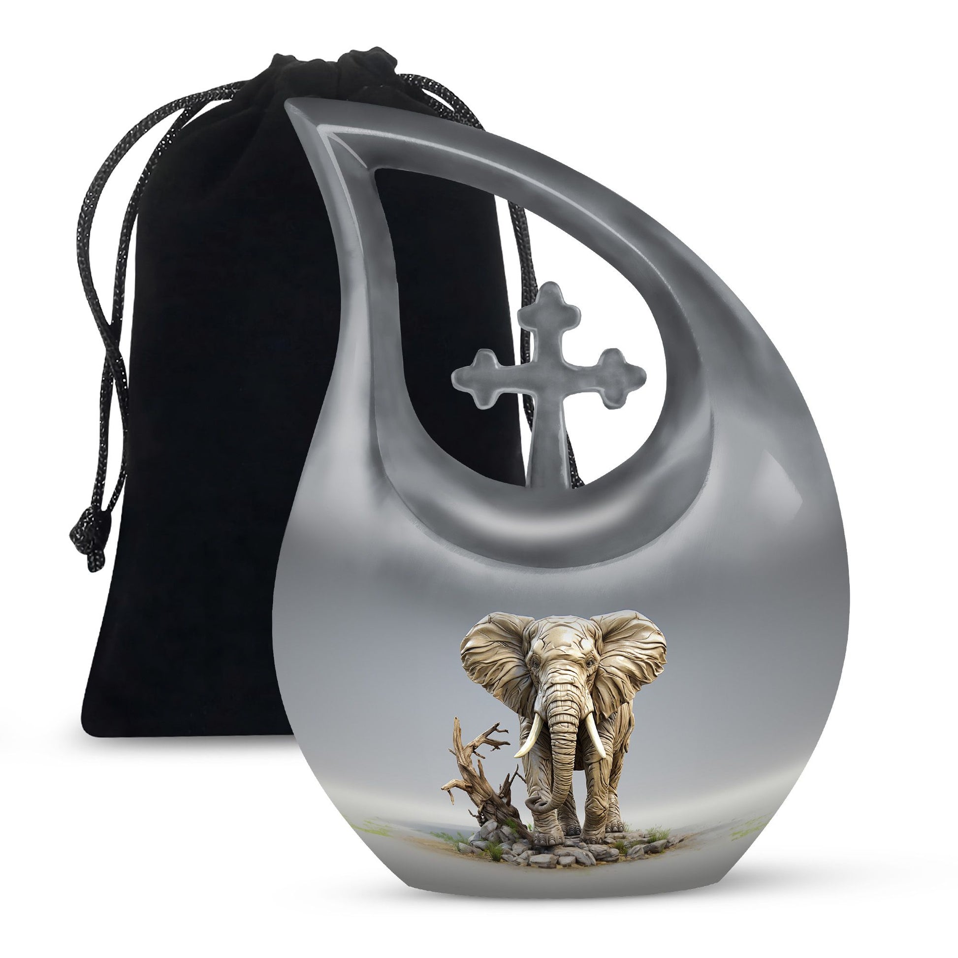 Teardrop Shape Elephant Urn Large 10 Inch