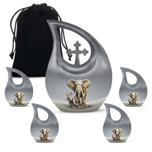 Teardrop Shape Elephant Urn Large Urn With 4 Keepsake Urn
