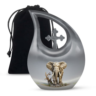 Teardrop Shape Elephant Urn Large 10 Inch
